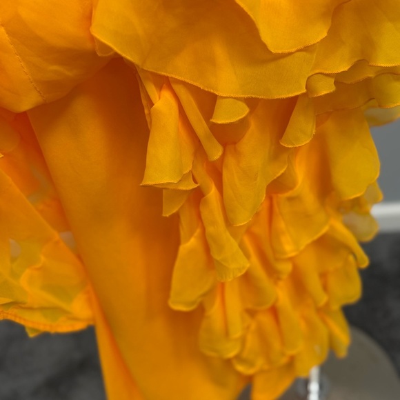 Anthropologie Let Me Be Sasha Ruffled Maxi Skirt Plus 2X Orange Chiffon Angel - Picture 6 of 11